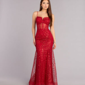 Sandy Glitter Corset Ball Gown