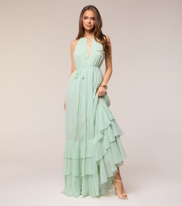 Windsor Sarah Chiffon Ruffle A-Line Formal Dress