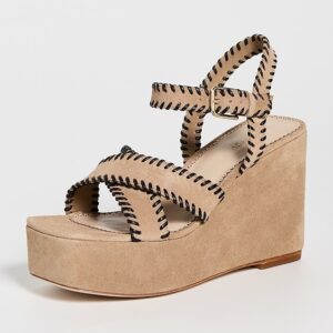 Cinq à Sept Sasha Whipstitch Suede Wedge Sandals Sasha Whipstitch Suede Wedge Sandals