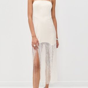 Satin Fringe Maxi Dress