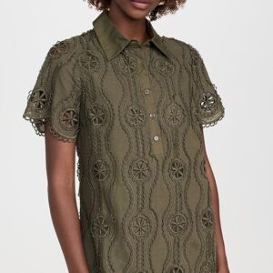 English Factory Scallop Embroidered Mini Dress Scallop Embroidered Mini Dress