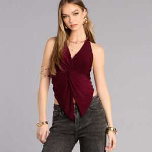 Windsor Sculpted And Sultry Twist-Front Halter Top Sculpted And Sultry Twist-Front Halter Top