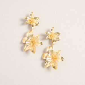 Sculpted Drama Flower Statement Linear Earrings