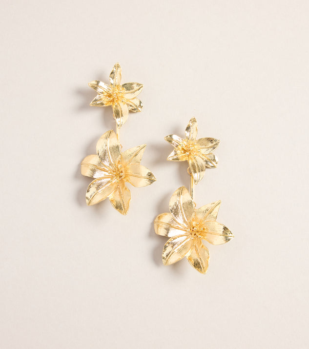 Windsor Sculpted Drama Flower Statement Linear Earrings