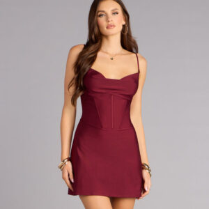 Sculpted Muse Cowl Mini Dress