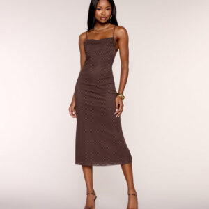 Second Look Polka Dot Mesh Midi Dress