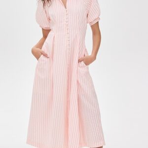 English Factory Seersucker Striped Midi Dress