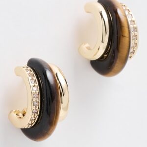 Roxanne Assoulin Semi Stone Combo Chubby Hoop Earrings Semi Stone Combo Chubby Hoop Earrings