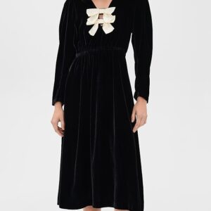 Sea Seraphine Velvet Long Sleeve Midi Dress