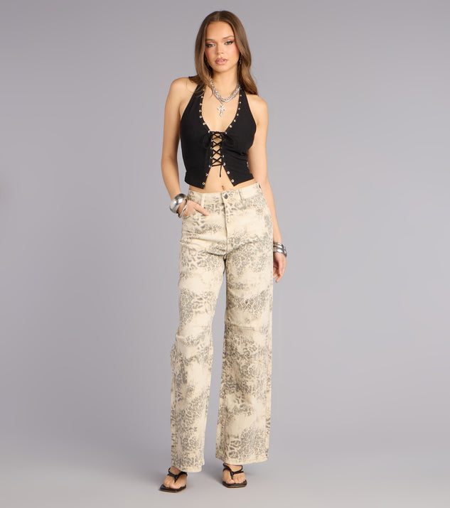 Windsor Serving Cool Leopard Print Wide-Leg Jeans