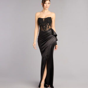 Windsor Sharon Floral Applique Satin Formal Dress Sharon Floral Applique Satin Formal Dress