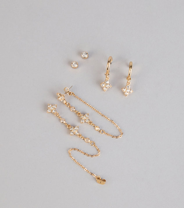 Windsor Shine On Repeat Rhinestone Three-Pack Earring Set