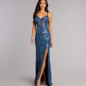 Windsor Shirley Sequin Corset Lace-Up Formal Dress Shirley Sequin Corset Lace-Up Formal Dress