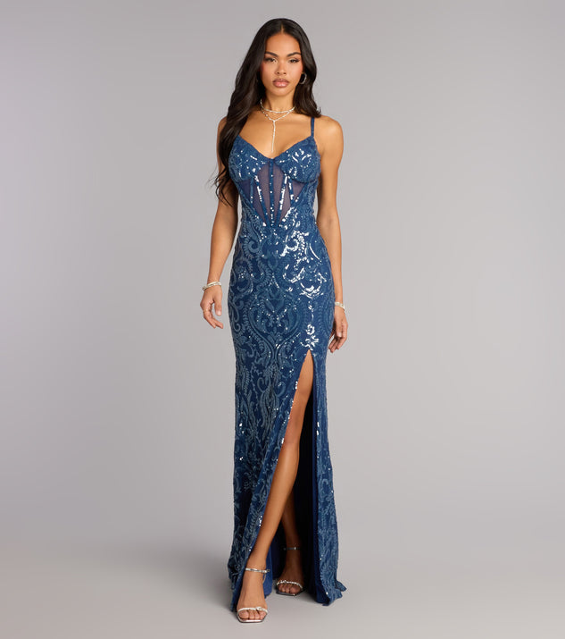 Windsor Shirley Sequin Corset Lace-Up Formal Dress