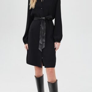 Vince Shirt Dress with Faux Leather Trim