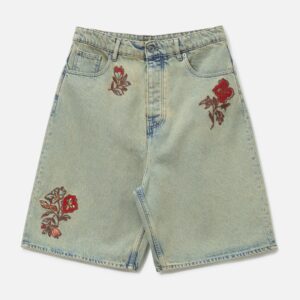 Drole de Monsieur Short Jean Dusty Brodé Fleurs Short Jean Dusty Brodé Fleurs