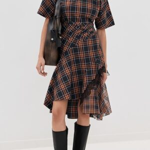 3.1 Phillip Lim Short Sleeve Draped Dress with Organza Combo