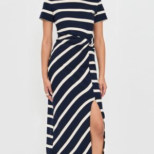 Tanya Taylor Short Sleeve Striped Cody Dress