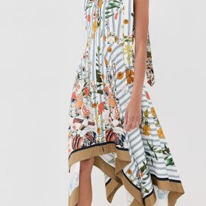 Monse Shoulder Ties Printed Midi Dress Shoulder Ties Printed Midi Dress