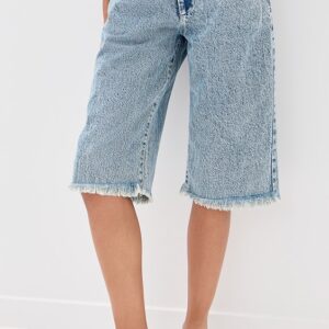 Sid Lace Trim Long Jean Shorts