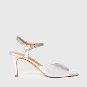Silver Asymmetric High Heeled Sandal