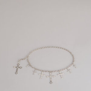 Sleek Edge Cross Charm Chain Belt