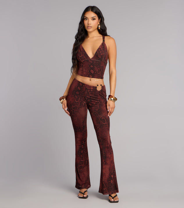 Windsor Sleek Moves Snake Print Flare Pants