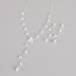 Sleek Shimmer Rhinestone Necklace And Earrings Set