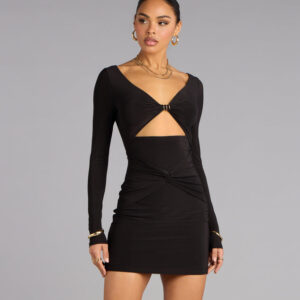 Windsor Sleek Vibe Long Sleeve Cutout Mini Dress Sleek Vibe Long Sleeve Cutout Mini Dress