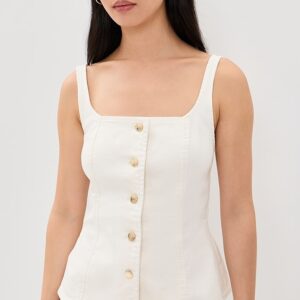 Sleeveless Denim Button Front Top