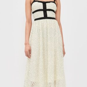 Moon River Sleeveless Polka Dot Print Midi Dress
