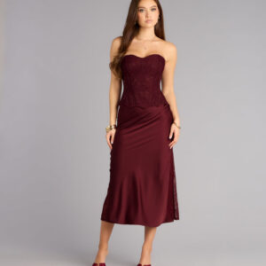 Windsor Slip Into Elegance Satin Lace Midi Skirt Slip Into Elegance Satin Lace Midi Skirt