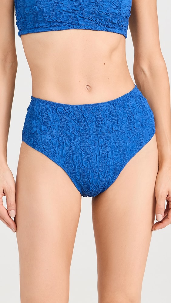 Sea Slone Solid Smocked High Waisted Bikini Bottoms