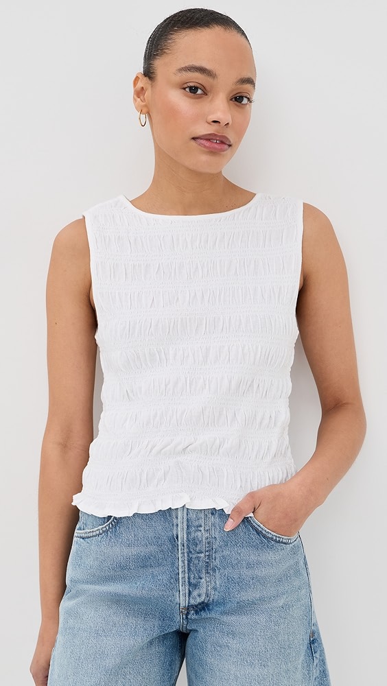 Madewell Smocked Boat Neck Tank