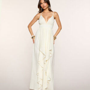 Soft Cascade Ruffle A-Line Maxi Dress
