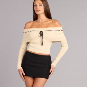 Windsor Soft Contrast Off-Shoulder Tie Top Soft Contrast Off-Shoulder Tie Top