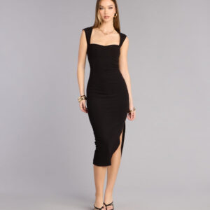 Soft Curve Alert Rib Knit Midi Dress