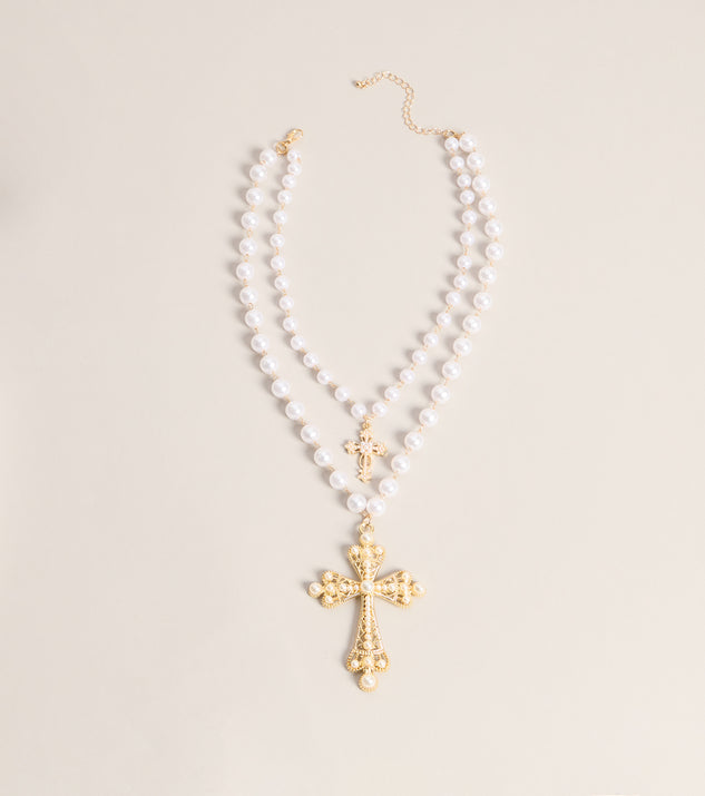 Windsor Soft Drama Faux Pearl Cross Necklace
