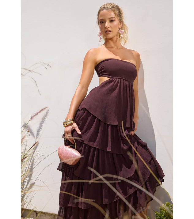 Windsor Soft Drama Strapless Tiered Ruffle Maxi Dress