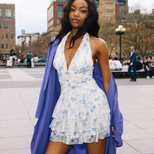 Windsor Soft Focus Floral Halter Skater Mini Dress Soft Focus Floral Halter Skater Mini Dress