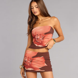 Windsor Soft Glow Floral Print Mesh Tube Top Soft Glow Floral Print Mesh Tube Top
