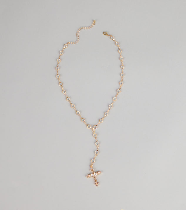 Windsor Soft Glow Rhinestone Cross Lariat Necklace