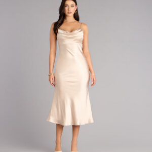 Windsor Soft Radiance Satin Cowl Midi Dress Soft Radiance Satin Cowl Midi Dress
