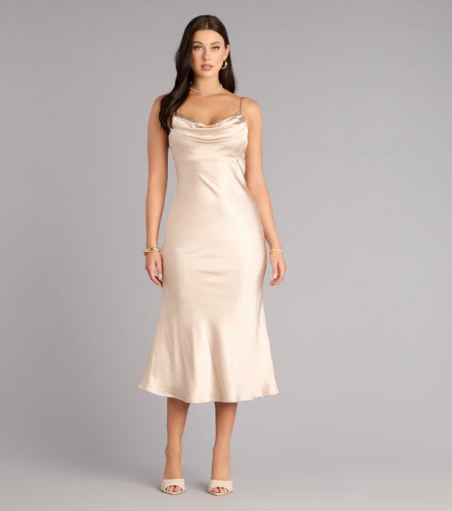 Windsor Soft Radiance Satin Cowl Midi Dress