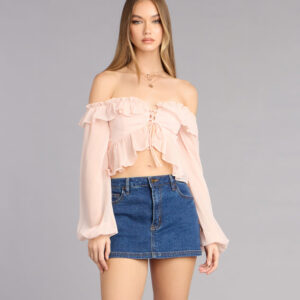 Windsor Soft Romance Ruffle Off-The-Shoulder Crop Top Soft Romance Ruffle Off-The-Shoulder Crop Top
