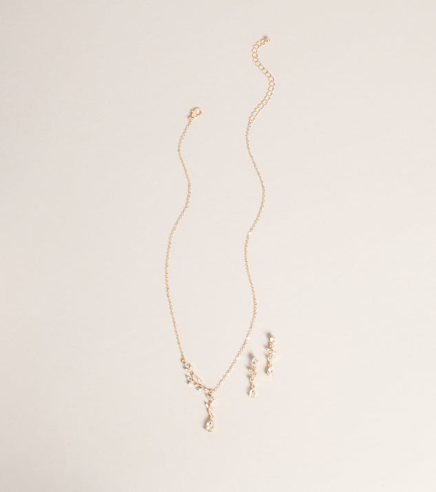 Windsor Soft Shine Rhinestone Leaf Necklace And Earrings Set