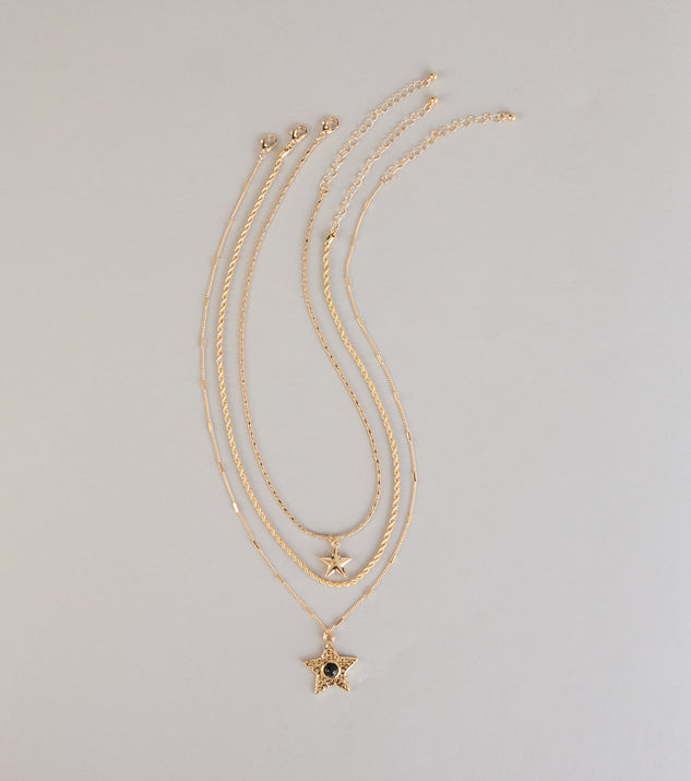 Windsor Soft Spark Star Charm Layered Necklace Set