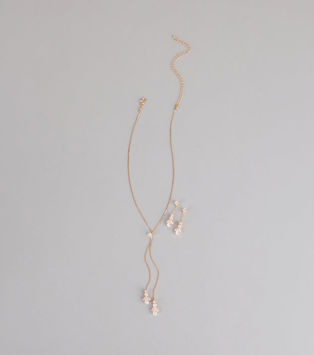 Windsor Soft Sparkle Rhinestone Lariat Necklace And Earrings Set