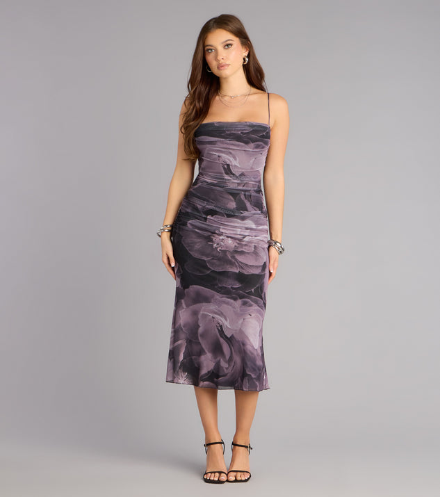 Windsor Soft Spoken Drama Floral Mesh Midi Dress