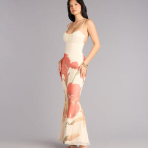 Soft Spoken Stunner Floral Mesh Maxi Dress